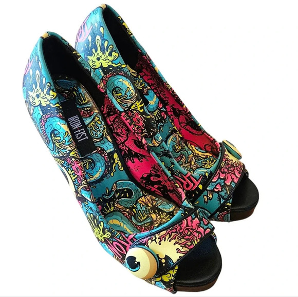 Iron Fist Oh No Women's Vegan Leather Multicolor Platform High Heels Size  US 5. - Picture 6 of 11